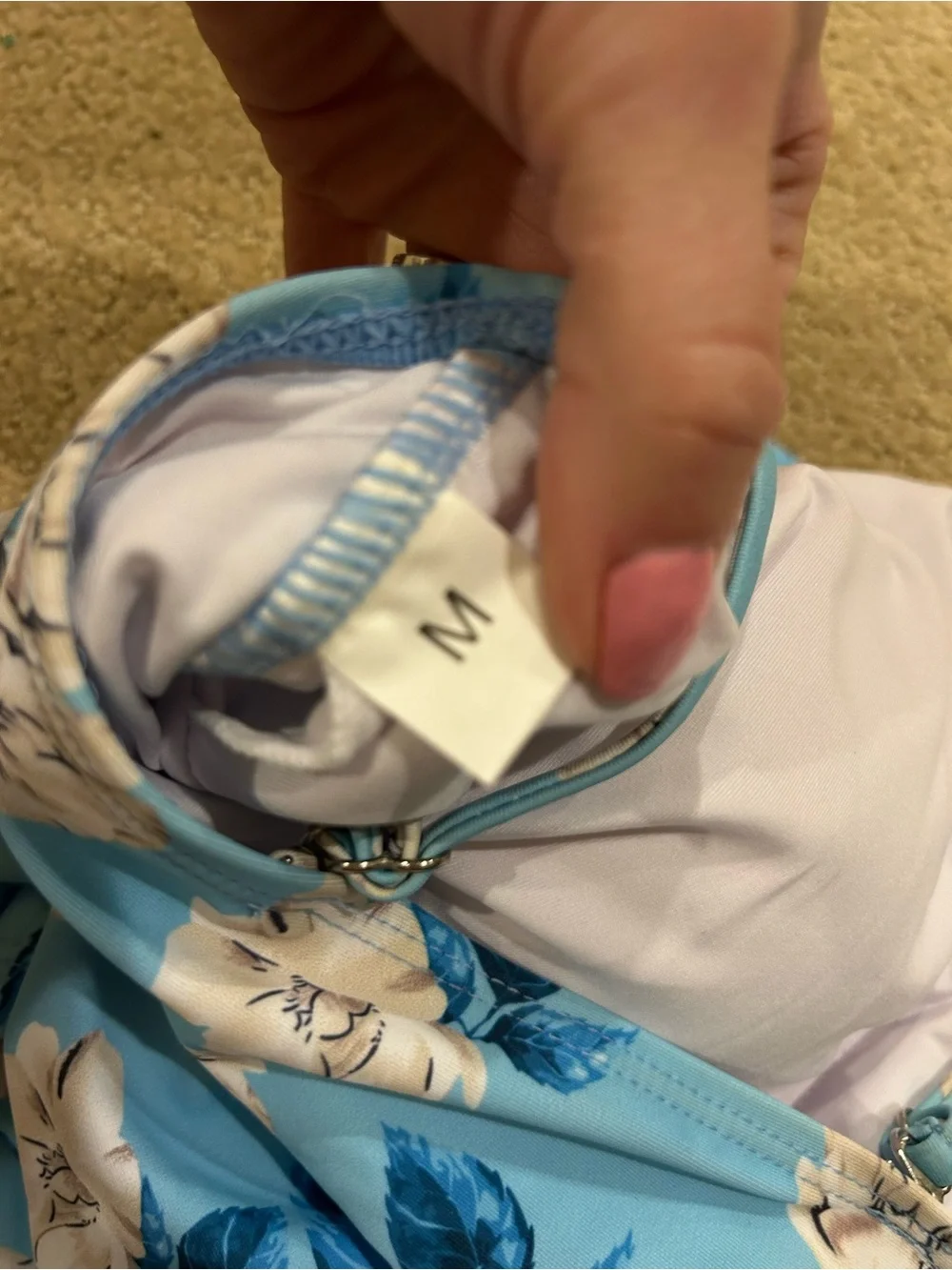 Light Blue Floral One-Piece Swimsuit - Picture 3 of 3